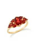 14K Gold Plated 925 Sterling Silver Garnet Floral Ring