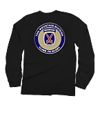 10th Mountain Medallion - Black Long Sleeve Crewneck T-Shirt