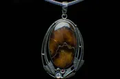 Alena Zena Simbercite Shield with Citrine & Cubic Zirconia Pendant, Item# AZ-244