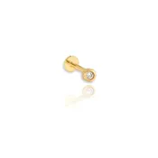 14K Gold Bezel Set Screw Flat Back Stud