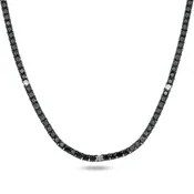 14K Black Gold Black & White Round Diamond Tennis Chain 15.03ct