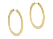 18K Yellow Gold Oval Flat Hoop Earrings