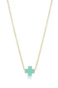 16" Necklace Gold - Signature Cross Mint | enewton