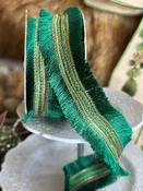 2.5” fringe trim, green- SOLD BY THE YARD
