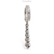 14K White Gold & Diamond Belly Ring | Custom "Journery" Charm