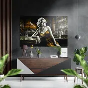 Amber Gown Woman at Bar Brushed Aluminum Dibond Wall Art