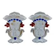 Antique Art Nouveau French White Ceramic Bud Vases — Heirloom House Antiques