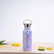 500 mL Insulated Water Bottle with Bamboo Lid and Printed Design