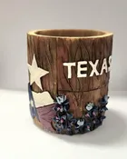 70160-Texas word with Texas Flag &amp;amp; Bluebonnet Pencil Holder
