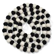 8 Feet Long Black and White Pom-Pom Garland
