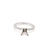 0.05 Carat Round Brilliant Diamond Platinum Semi Mount Ring