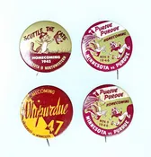 (4) 1940s Minnesota Gophers Football Homecoming Pins 1945, 46, 47 Purdue, NW