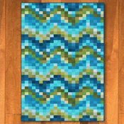 Abstract Spa Tiles Aqua Area Rug 5x8