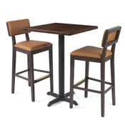 2-Seat Upholstered Rectangular Back Restaurant Bar Set