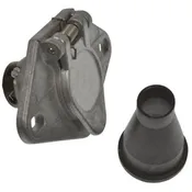 6-Way Chrome-Plated Zinc Diecast Exposed Trailer Connector Socket w/ Rubber Boot