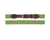 Candy Cane Needlepoint Dog Collar