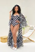 Ayla Black and White Polka Dot Swimsuit and Cover-up