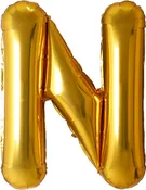 34" Foil Mylar Gold Letter 'N' Balloon