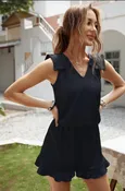 Ally Black Silk Romper
