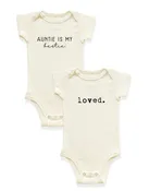 2 Pack - Auntie Is My Bestie + Loved. Organic Cotton Baby Bodysuits