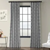 Aiden Grey Geometric Printed Cotton Room Darkening Curtain