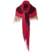 Stripe Fringe Triangle Shawl in Cranberry Multi