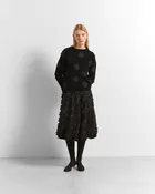Beatrice B- Balloon Skirt in Embroidered Fabric with Daisies - Black