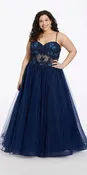 3D Flower Embroidered Corset Ballgown