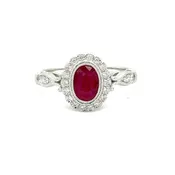 1.06 CT Ruby and Diamond 14k White Gold Ring