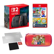 Switch 2 Console with Mario Wonder Game, Case and Screen Protector