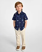 Baby And Toddler Boys Roll Cuff Pull On Chino Pants - Blue