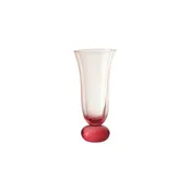 Blown Fluted Drinking Glass with Ball Stem - Pink