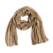 Woven Whimsy Crochet Inset Soft and Gauzy Scarf