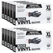 ForPro Black Powder-Free Vinyl Gloves X-Large 100-Count, Pack o 10