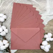 Brick Red Handmade Cotton Envelopes (Set of 10)