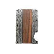 3D Men's Brown Smart Wallet with Wood Inlay
