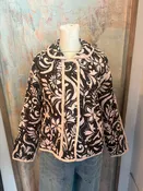 Black Cream Zip Up Jacket