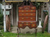 18th century Chippendale walnut mass. bonnet top highboy with ball and claw feet 39 inches wide 20 inches deep 77 inches tall