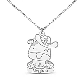 Cow Diamond Accent Necklace 14K White Gold 18"