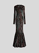CHENILLE JACQUARD LONG DRESS WITH PAISLEY MOTIF