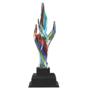 15" Art Glass Multi Color Twisting And Turning Torch