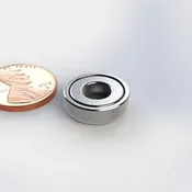 CUPH625 ~ Neodymium Cup Magnet with 0.13" Hole | 5/8" Dia | .26 Dia Counterbore | 0.197" Thick | Ni-Cu-Ni Plated | Grade N40 | NdFeB | Axially Magnetized through the Thickness | Counterbore on both North and South polarity