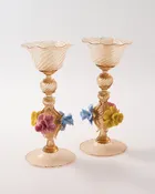 1950s Venetian Applied Floral Candleholders