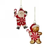 5" GLASS CANDY SANTA OR GINGERBREAD ORNAMENT