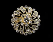 1 1/4" Gold Round Fashion Brooch Pin - Pack of 12 (BHB011)
