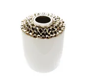 10"H White Ceramic Vase Gold Design