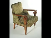 Attributed to Pierre Lardin, pair of armchairs (#1502) — Calderwood Gallery is a world class resource for original French Art Deco furniture. Works by Maurice Dufrene, Jacques Adnet, Ruhlmann, Jallot, Follot, Arbus, Leleu, Dominuque, Subes, Sue et Mare. Art Nouveau, decorative arts, iron works.