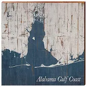 Alabama Gulf Coast Map Wooden Sign | Wall Art Print on Real Wood