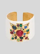 2" White Maltese Cross Hinged Cuff with Ruby