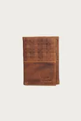 PLAID EMBOSSED LEATHER TRIFOLD WALLET